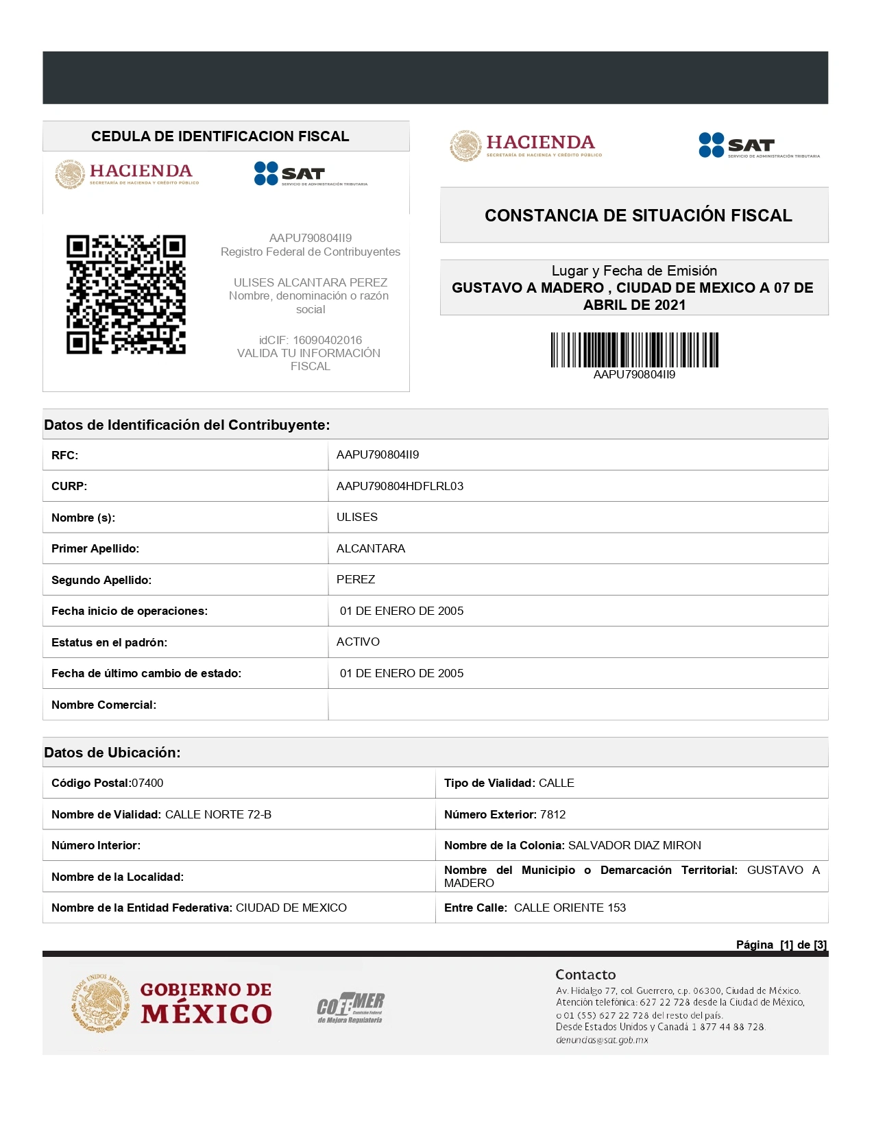 Generar Constancia de Situación Fiscal sat Actualizada